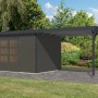 Karibu Gartenhaus Domingo 7 B mit Anbaudach, terragrau/anthrazit, 219x360x240 cm.
