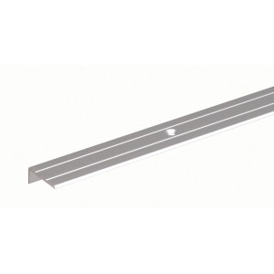 Silbernes Treppenkantenprofil aus Aluminium, L-Form, 10x25x2000 mm.