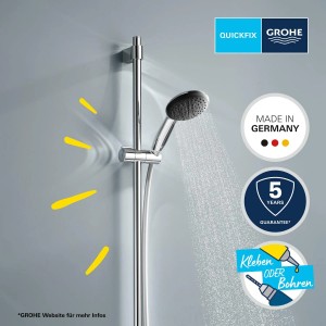 Grohe Vitalio Start 110 Brausestangenset mit Handbrause, Brausestange und Schlauch in Chrom.