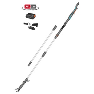 Gardena Akku-Teleskop-Baumschere HighCut 360/18V mit Akku und Ladegerät.
