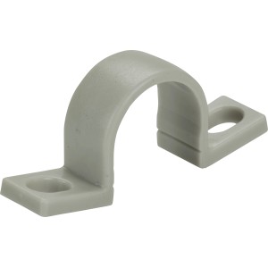 Hellgraue Montageschelle EN20 aus PVC, 10er-Pack für Leerrohre.