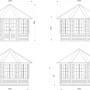 Technische Zeichnung Palmako Holz-Pavillon Veronica 7, naturbelassen, mit Maßangaben.