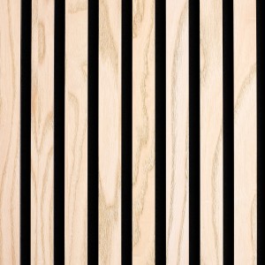 Akustikpaneel Esche, MDF schwarz, Filz schwarz, 60x240 cm. Holzpaneel für Wand- und Deckenverkleidung.