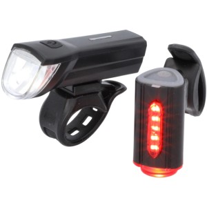 Fischer Akku-LED-Beleuchtungsset mit Front- und Rücklicht für Fahrräder.