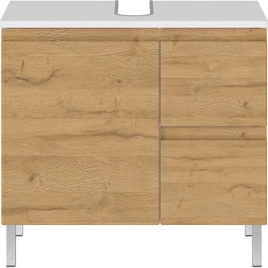 Germania Waschbeckenunterschrank GW-TORRANCE, 60 cm, Weiß/Eiche Optik mit zwei Schubladen.