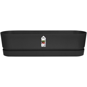 Schwarzer Elho Greenville Living Blumenkasten, 18,5x69 cm, aus recyceltem Kunststoff.