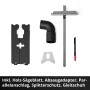 Zubehör für Einhell Akku-Stichsäge TP-JS 18/135: Sägeblatt, Absaugadapter, Parallelanschlag, Splitterschutz, Gleitschuh.