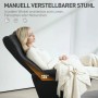 Schwarzer HOMCOM Relaxsessel aus Kunstleder, 135° geneigt, mit entspannter Person. Verstellbarer Loungesessel.