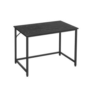 Schwarzer Vasagle Computertisch im Industrie-Design, 50x100x75 cm, mit Stahlrahmen und Holzmaserung.