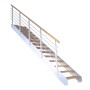 Treppe Kos 15 Stufen Eiche Natur 105 cm Metallgeländer Weiß FSC®