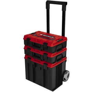 Einhell E-Case Tower Werkzeugkoffer-Set mit Rollen und Teleskopgriff für Werkzeug und Zubehör.