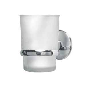 Vision Glas mit Halter, Chrom glänzend, zur Wandmontage.