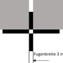 GS Terrassen Stellfuß Plattenlager: Detailansicht der Fugenbreite (3mm) zwischen zwei Terrassenplatten.