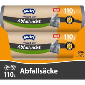Swirl Abfallsäcke, 110 l, 8 Stück, extra stark und reißfest.