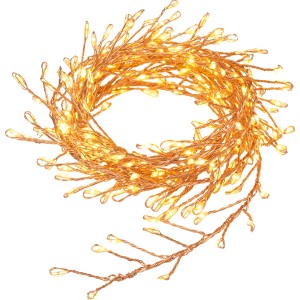 LED-Silberdraht-Büschellichterkette 240 LEDs Warmweiß Transparentes Kabel 7,4 m