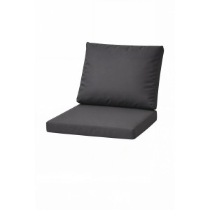 Anthrazitfarbenes Sitzkissen-Set für Gartenstühle: Sitz- und Rückenkissen für Polyrattan-Sessel.