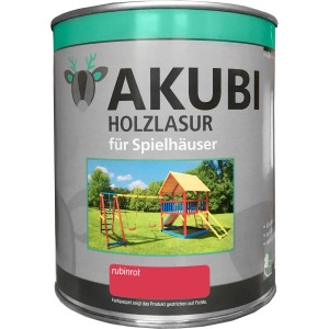 Karibu Holzlasur Rubinrot, 750ml Dose für Spielhäuser und Gartengeräte.