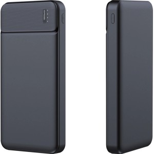 Link2Home Powerbank Slim, 10.000 mAh, schwarzes Kunststoffgehäuse, extra schlankes Design.