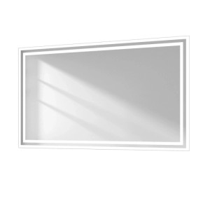Emke LED Badspiegel 100x60cm, beleuchteter Rand, Anti-Beschlag, Kippschalter, Kalt-/Warmweiß.