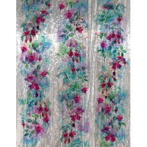 Marburg Vliestapete Blumen Crushed-Optik Modern 270 cm x 210 cm Silber