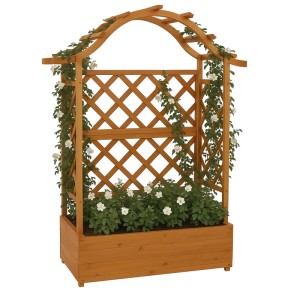 Holz Hochbeet mit Rankgitter und Spalier, 138x110x44cm, Natur