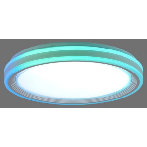 Weiße LED-Deckenleuchte Spheric von Just Light mit CCT und RGB Funktion, Durchmesser 48,5 cm.