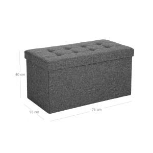 Graue Songmics Sitzbank mit Stauraum, 38x76x38 cm, ideal als Schuhbank.