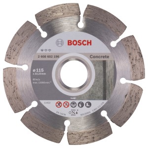 Bosch Diamant Trennscheibe, 115 mm Durchmesser, für Winkelschleifer, zum Schneiden von Beton.