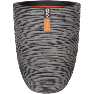 Anthrazitfarbener Capi Pflanztopf Nature Rib Elegant mit Riffelstruktur, Ø 46 cm.