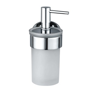 Wenko Seifenspender Maribor, silber glänzend, 150ml, aus satiniertem Glas und Zinkdruckguss.