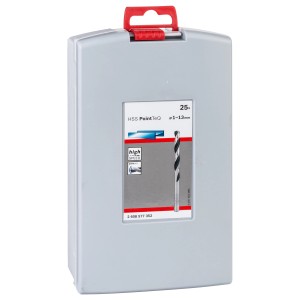 Bosch Spiralbohrer-Set PointTeQ, 25-teilig, Ø 1-13 mm im grauen Koffer.