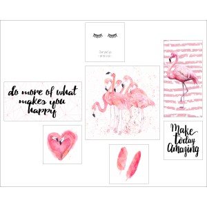 Leinwandbild mit Flamingo-Motiven, 44x44 cm, trendige Wanddeko für Wohnräume.