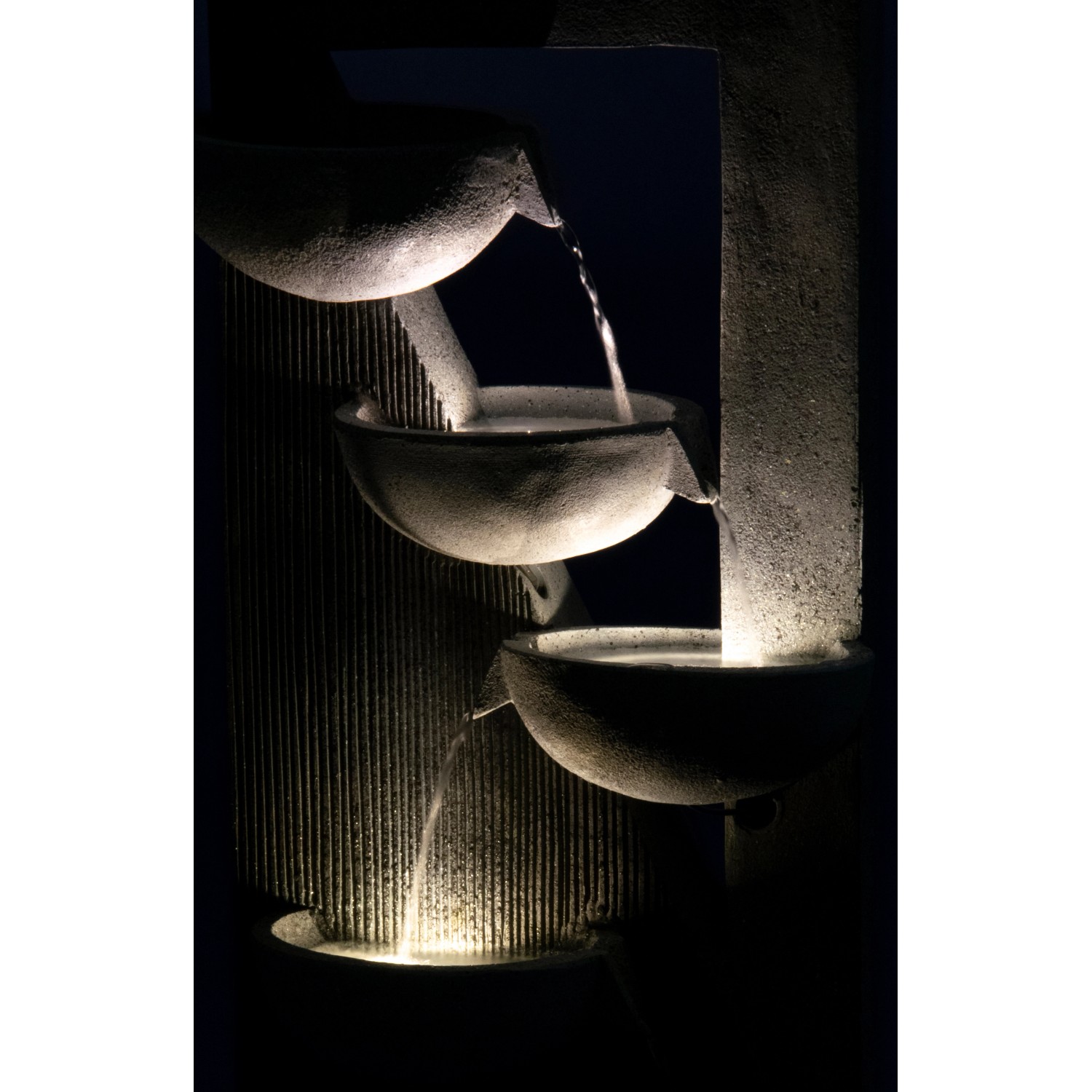 Dobar Design Gartenbrunnen XL Kaskade mit 4 Wasserschalen und LED-Beleuchtung.