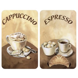Wenko Glas-Herdabdeckplatten, 2er Set mit Kaffee-Motiven, 30x52 cm, für alle Herdarten.