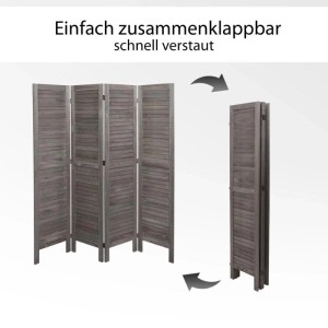 Hellbrauner MCW Paravent G30, 4-teilig, mit Lamellen, zusammenklappbar.