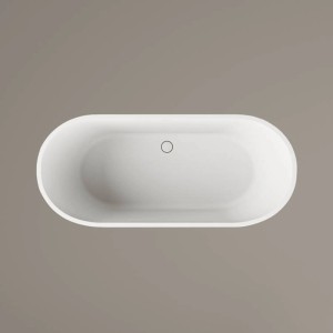 PAA Badewanne Deco Nudo, freistehend, aus Mineralguss, 166x72,5x63 cm, matt weiß.