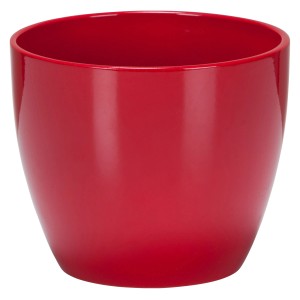 Scheurich Übertopf 920, Ø 13 cm, Energy Red. Runder, glänzender, roter Blumentopf für Innen.