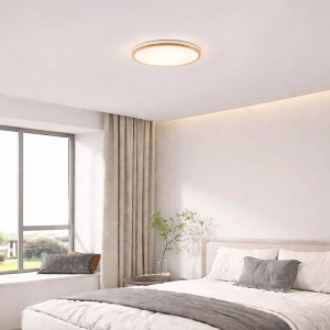 Brilliant LED-Deckenleuchte Bario Weiß/Holz Hell Ø 52 cm CCT