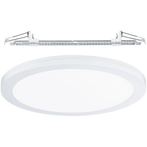 Rundes, weißes Paulmann LED Einbaupanel Cover-it mit Sensor und Montagezubehör.