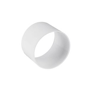 Weißer Schlauchverbinder System 100 aus Kunststoff für Flachkanalsysteme.