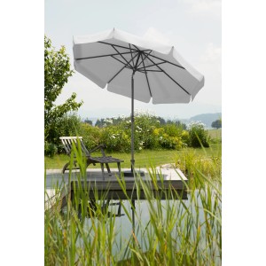 Schneider Marktschirm, Ø 270 cm, silbergrau, mit Knickfunktion im Garten.