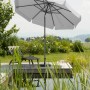 Schneider Marktschirm, Ø 270 cm, silbergrau, mit Knickfunktion im Garten.