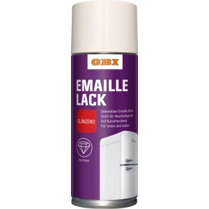 OBI Emaille Lack Spray, Weiß glänzend, 400ml. Spezial-Spray für Emailleflächen, dekorativ und für Innen & Außen.