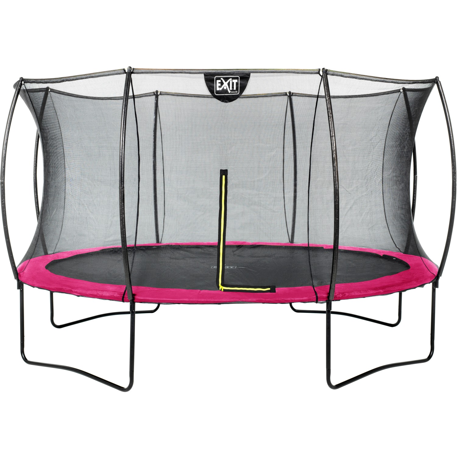 EXIT Silhouette Trampolin D427cm in Rosa mit Sicherheitsnetz für den Garten.