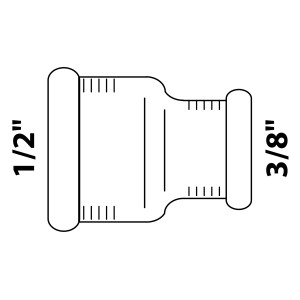 Abbildung einer Kirchhoff Reduzier-Doppelmuffe 18,7 mm x 15 mm, Gewindefitting.