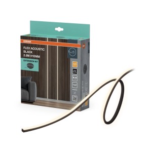 OSRAM Acoustic LED Streifen, schwarz, 2,6m, warmweiß leuchtend. Extension Kit für Akustikpaneele, dimmbar.
