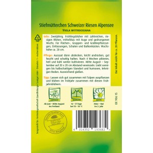 Quedlinburger Stiefmütterchen Schweizer Riesen Alpensee Samenpackung.