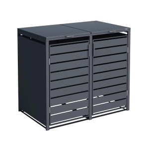 Weka Metall-Mülltonnenbox Gary für 2 Tonnen in Anthrazit. Mülltonnenverkleidung für zwei Tonnen.