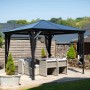 Sojag Pavillon Verona, 298x298 cm, Anthrazit. Aluminium Pavillon mit Moskitonetz und Doppelstegplatten.