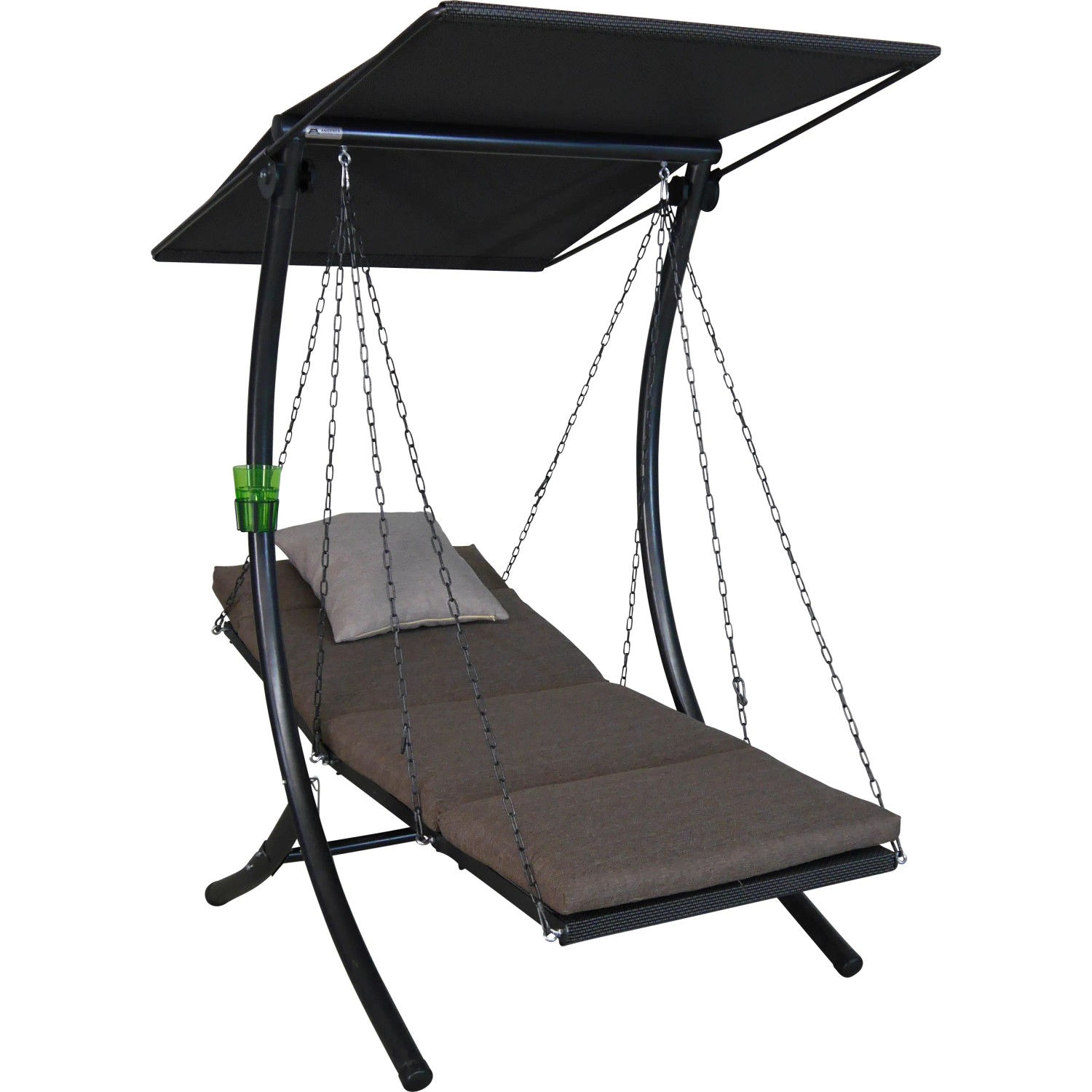 Angerer Hollywoodschaukel Swing Smart Olive, 1-Sitzer mit Sonnendach und Liegefläche.